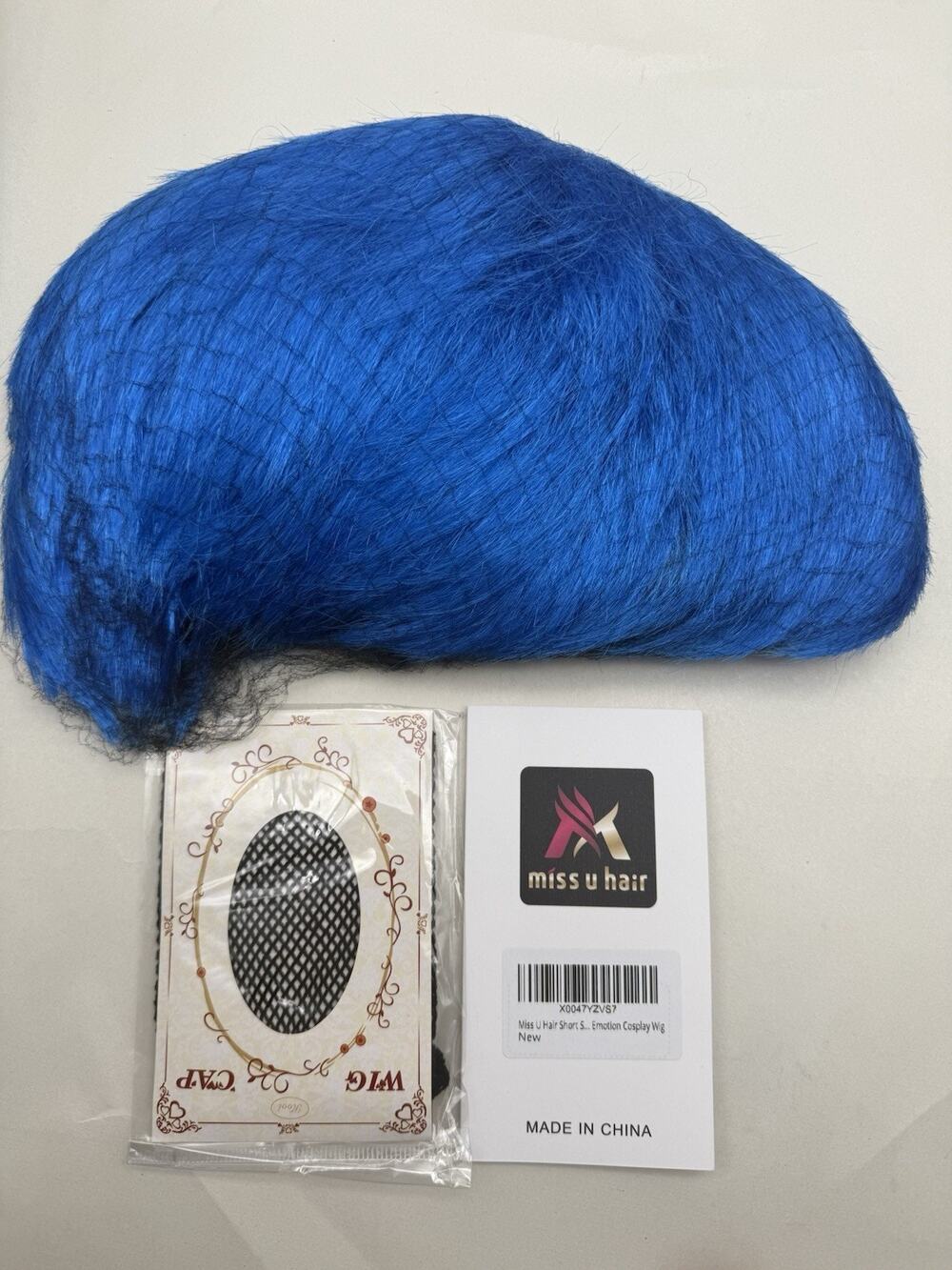 Short Straight Bright Blue Wig for Kids Pixie-cut Joy from Inside Out Costume..